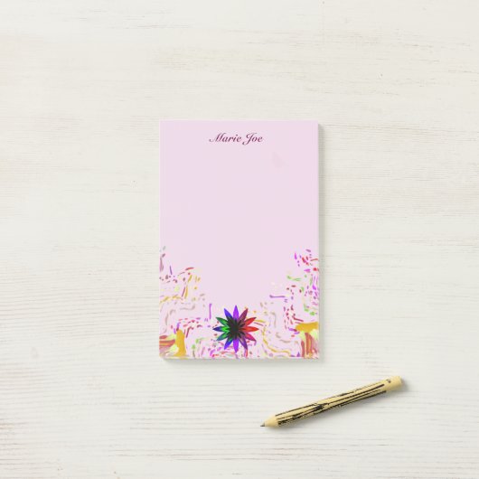  Waterverf Lotus Flower Boarder Post-it® Notes (Op bureau)