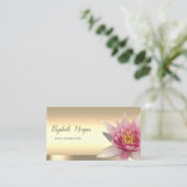 Waterverf Lotus Flower Gold Yoga Instructeur Visitekaartje (Staand voorkant)