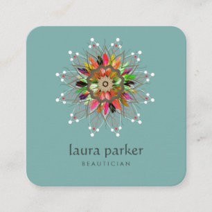 Waterverf Lotus Flower Healing Massage Yoga Vierkante Visitekaartje