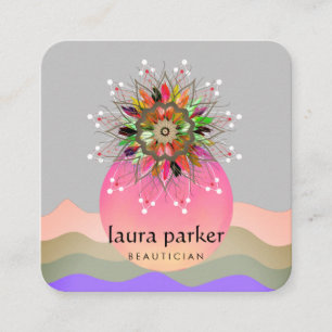 Waterverf Lotus Flower Healing Massage Yoga Vierkante Visitekaartje