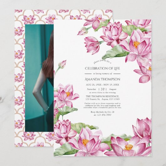 Waterverf Lotus Flower Indian Celebration of Life Kaart (Voorkant / Achterkant)