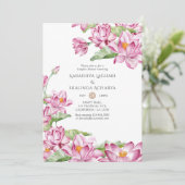 Waterverf Lotus Flower Indian Couples Shower Kaart (Staand voorkant)