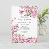 Waterverf Lotus Flower Indian Engagement Party Kaart (Staand voorkant)