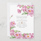 Waterverf Lotus Flower Indian Wedding Kaart (Voorkant)