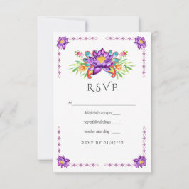 Waterverf Lotus Flower Indian Wedding RSVP Kaartje