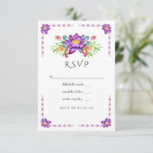 Waterverf Lotus Flower Indian Wedding RSVP Kaartje (Staand voorkant)