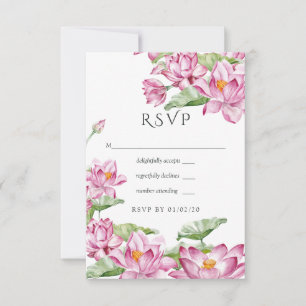 Waterverf Lotus Flower Indian Wedding RSVP Kaartje