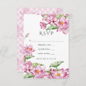 Waterverf Lotus Flower Indian Wedding RSVP Kaartje (Voorkant / Achterkant)