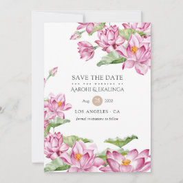Waterverf Lotus Flower Indian Wedding Save The Date