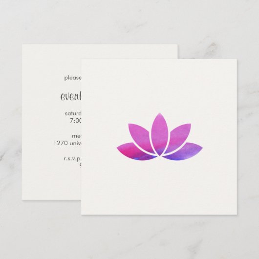 Waterverf Lotus Flower Invitation Kaart (Voorkant / Achterkant)