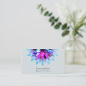 Waterverf Lotus Flower Logo Blue Massage Yoga Visitekaartje (Staand voorkant)