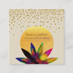 Waterverf Lotus Flower Logo Yoga Healing Health Vierkante Visitekaartje