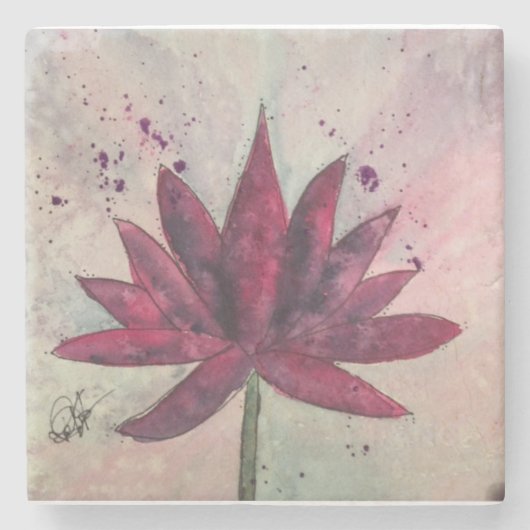 Waterverf Lotus Flower Onderzetters (Voorkant)