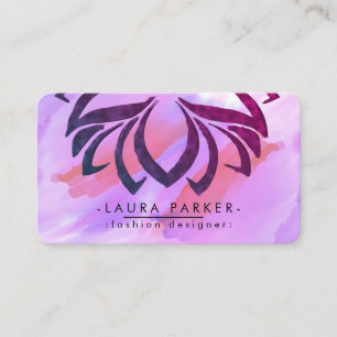 Waterverf Lotus Flower Pink Paars Splatter Visitekaartje