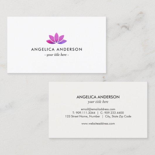 Waterverf Lotus Flower Visitekaartje (Voorkant / Achterkant)