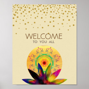 Waterverf Lotus Flower Yoga Healing Health Poster