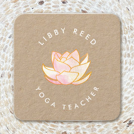 Waterverf lotus flower Yoga Teacher Vierkante Visitekaartje