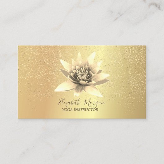 Waterverf Lotus Gold Confetti Yoga Instructeur Visitekaartje (Voorkant)