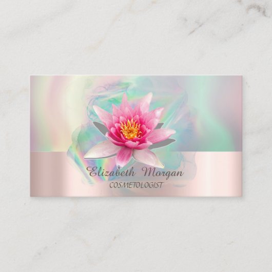 Waterverf Lotus Kleurrijke Holografische Inkt Visitekaartje (Voorkant)