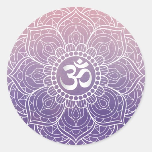 Waterverf Lotus Mandala Namaste Yoga Ronde Sticker (Voorkant)
