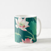 Waterverf lotus:  naadloze bloemetjes. koffiemok (Voorkant rechts)