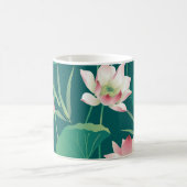 Waterverf lotus:  naadloze bloemetjes. koffiemok (Center)