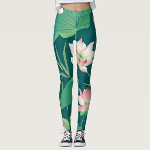 Waterverf lotus: naadloze bloemetjes. leggings