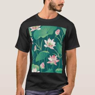 Waterverf lotus:  naadloze bloemetjes. t-shirt