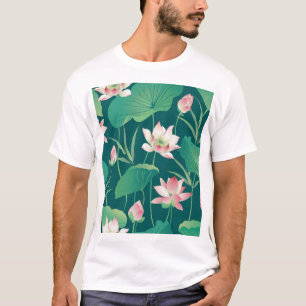 Waterverf lotus:  naadloze bloemetjes. t-shirt