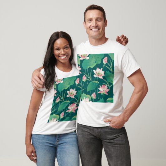 Waterverf lotus:  naadloze bloemetjes. t-shirt (Unisex)