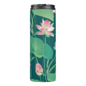 Waterverf lotus:  naadloze bloemetjes. thermosbeker (Achterkant)