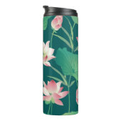 Waterverf lotus:  naadloze bloemetjes. thermosbeker (Geroteerd rechts)