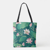 Waterverf lotus:  naadloze bloemetjes. tote bag (Achterkant)
