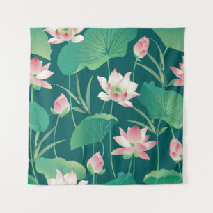 Waterverf lotus:  naadloze bloemetjes. wandkleed