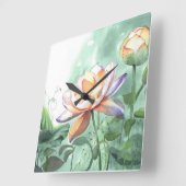 Waterverf Lotus Wandklok (Hoek)