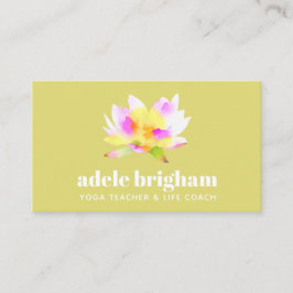Waterverf Lotus Yoga Leraar en Life Coach Visitekaartje