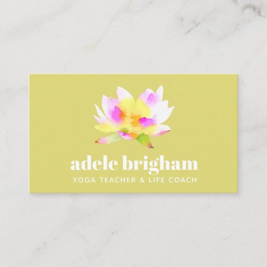 Waterverf Lotus Yoga Leraar en Life Coach Visitekaartje (Voorkant)