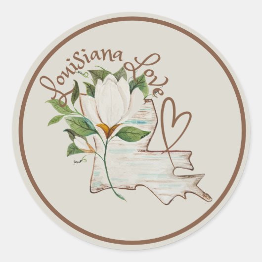Waterverf Louisiana Staat Ronde Sticker (Voorkant)