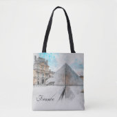 Waterverf Louvre Canvas tas – Paris Travel Art (Voorkant)