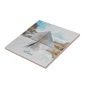 Waterverf Louvre, keramische Tegel Tegeltje (Zijkant)