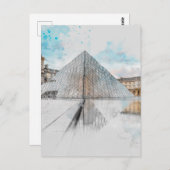 Waterverf Louvre Paris Briefkaart – Elegant Frankr (Voorkant / Achterkant)