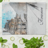 Waterverf Louvre Paris Frankrijk keukenhanddoek (Gevouwen)