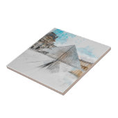 Waterverf Louvre Paris Keramische Tegel Muurdecora Tegeltje (Zijkant)