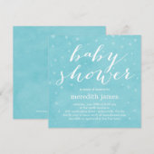 Waterverf Love Baby shower Invitation - Blauw Kaart (Voorkant / Achterkant)