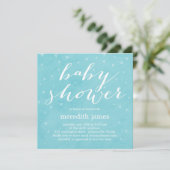 Waterverf Love Baby shower Invitation - Blauw Kaart (Staand voorkant)