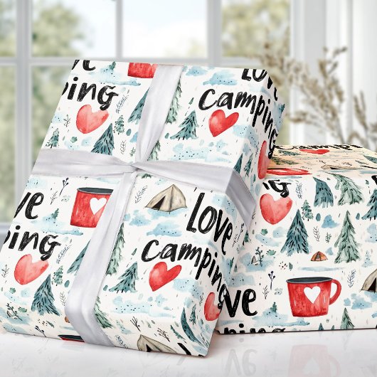 Waterverf Love Camping Travel Illustration Cadeaupapier
