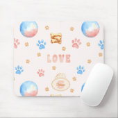 Waterverf "LOVE" Design met Dog Paw Prints Muismat (Met muis)