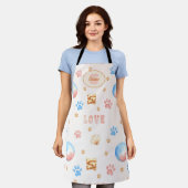 Waterverf "LOVE" Design met Dog Paw Prints Schort (Gedragen)