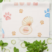 Waterverf "LOVE" Design met Dog Paw Prints Theedoek (Gevouwen)