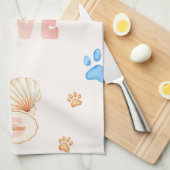 Waterverf "LOVE" Design met Dog Paw Prints Theedoek (Quarter Fold)